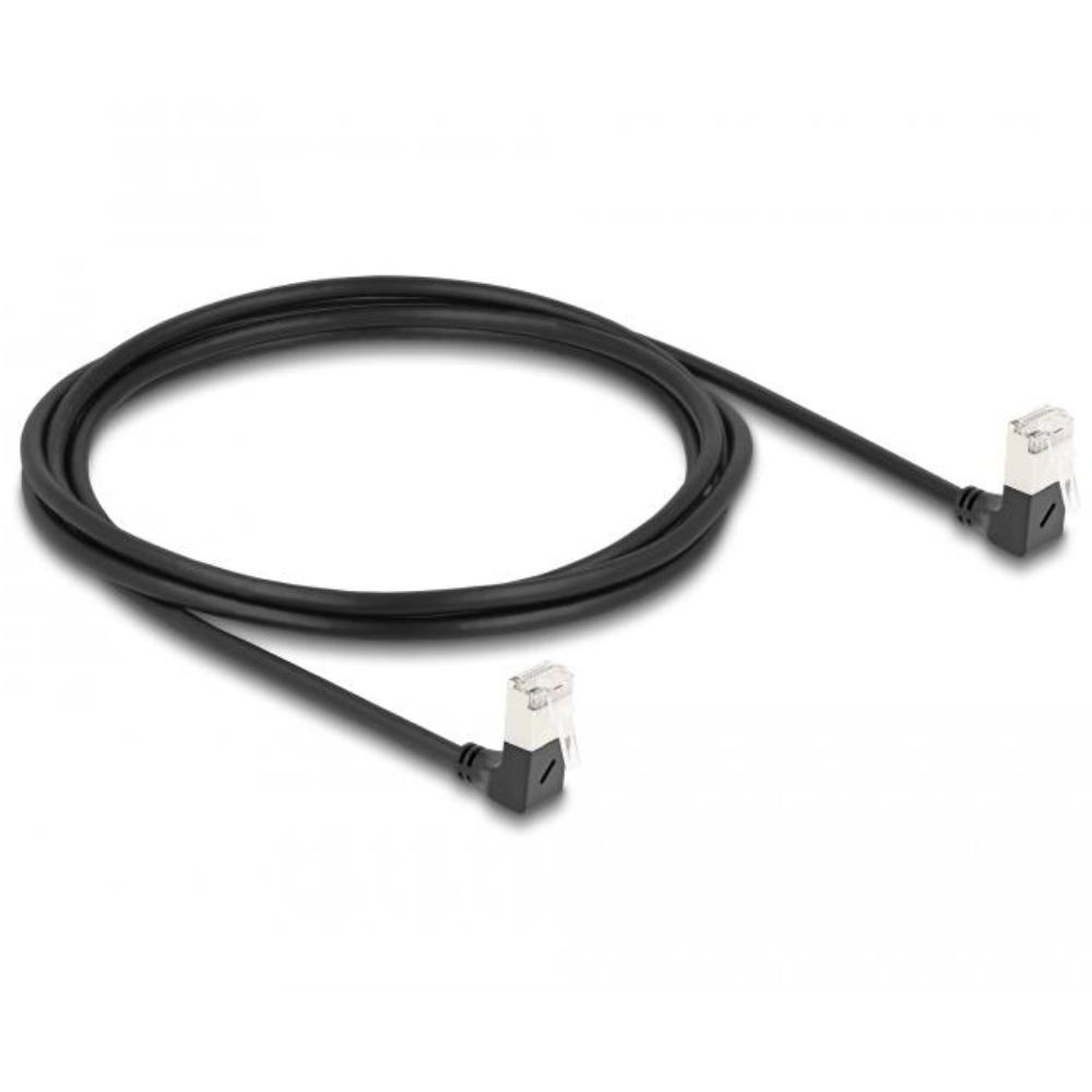 Delock RJ45 netværkskabel Cat.6A S/FTP Slim 90 op/op vinklet 2 m
