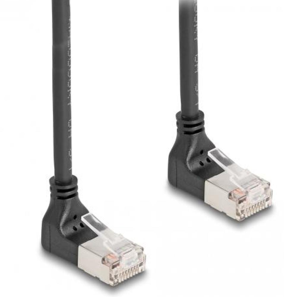 Delock RJ45 netværkskabel Cat.6A S/FTP Slim 90 nede / nede vinklet 1