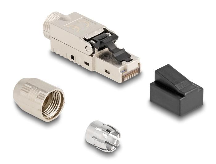 Delock RJ45-stikkontakt til feltmontering Cat.6A med kabelklemme og