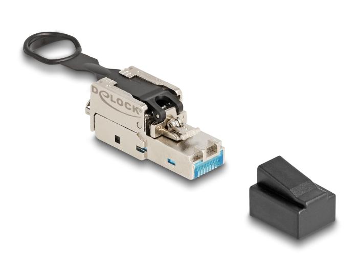 Delock RJ45-stikkontakt til feltmontering Cat.6A med tryk- og træklap