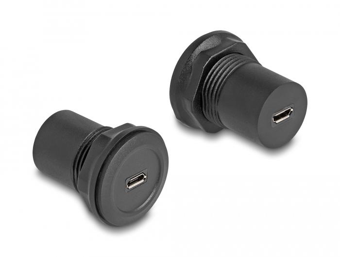 Delock USB 2.0 Type Micro-B til USB 2.0 Type Micro-B indbygningsboks sort