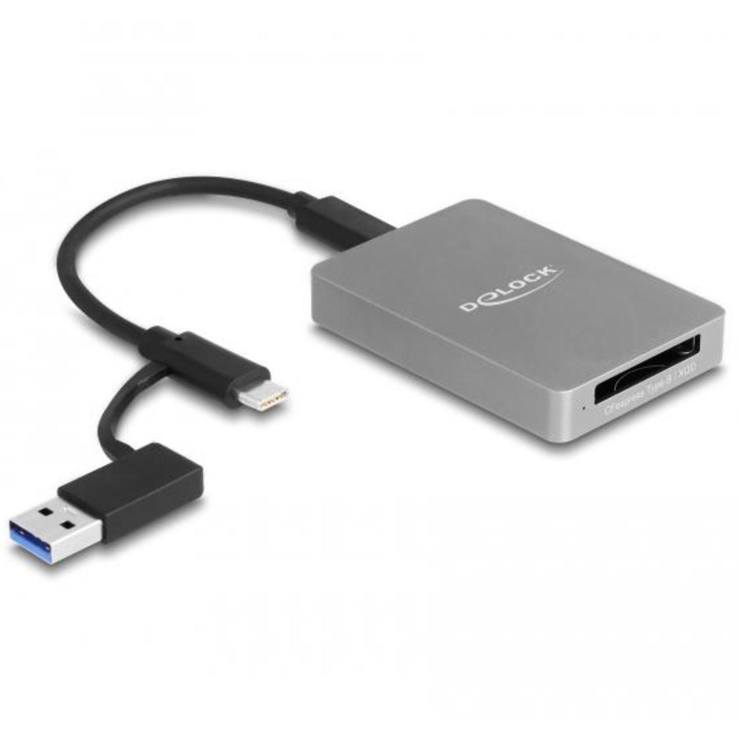 Delock USB Type-C™-kortlæser i et aluminiums kabinet til CFexpress eller