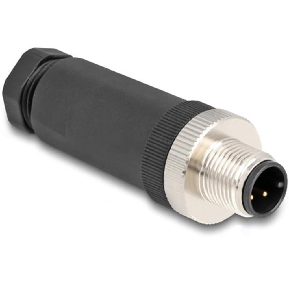 Delock M12 Steckverbinder A-kodiert 3 Pin Stecker zur Montage mit Schrauba