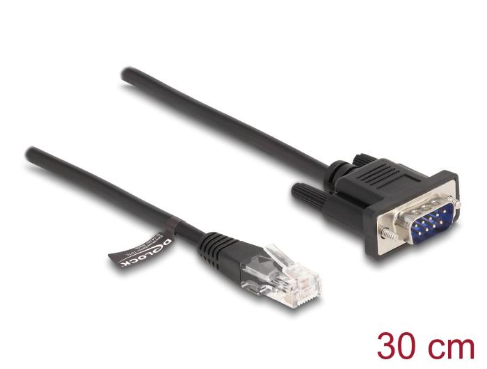 Delock Kabel RJ45 stik til seriell RS-232 D-Sub 9 stik 30 cm sort