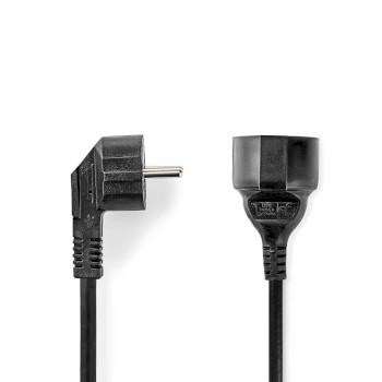 Strømkabel Type F (CEE 7/7) han Type F (CEE 7/7) hun Vinklet - Nedis