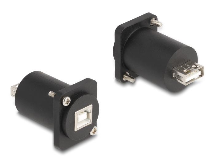 Delock D-type modul USB 2.0 type-B hun til type-A hun med skruebeslag