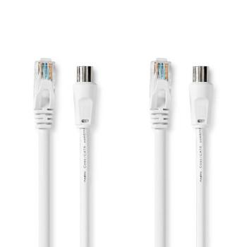 Koaksial- og CAT6-kombinationskabel IEC (koaksial) han / RJ45 han IEC (koaksial) hun - Nedis