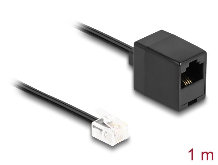 Delock Telefonkabel RJ11 stik til RJ45 hun hun sort 1 m