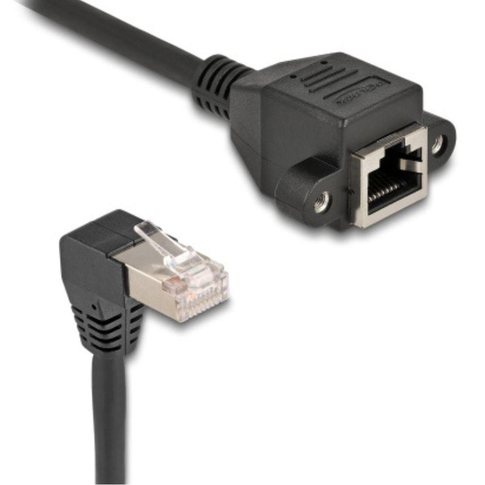 Delock Netværksforlængerkabel S/FTP Stik RJ45 Stik 90 vinklet