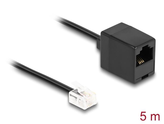 Delock Telefonkabel RJ11 stik til RJ45-stik sort 5 m