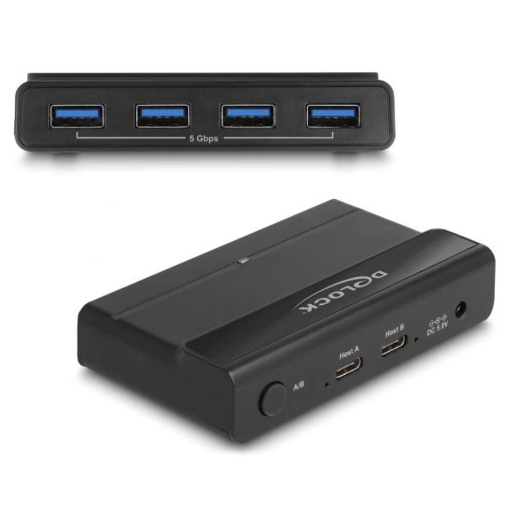 Delock USB 5 Gbps Switch 4 x enhed og 2 x vært