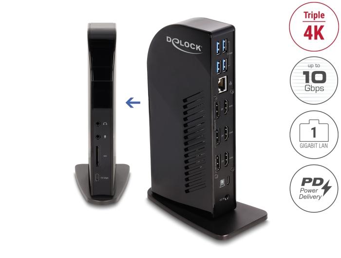 Delock USB Type-C™ Triple Display Dockingstation med DisplayLink® 4K /