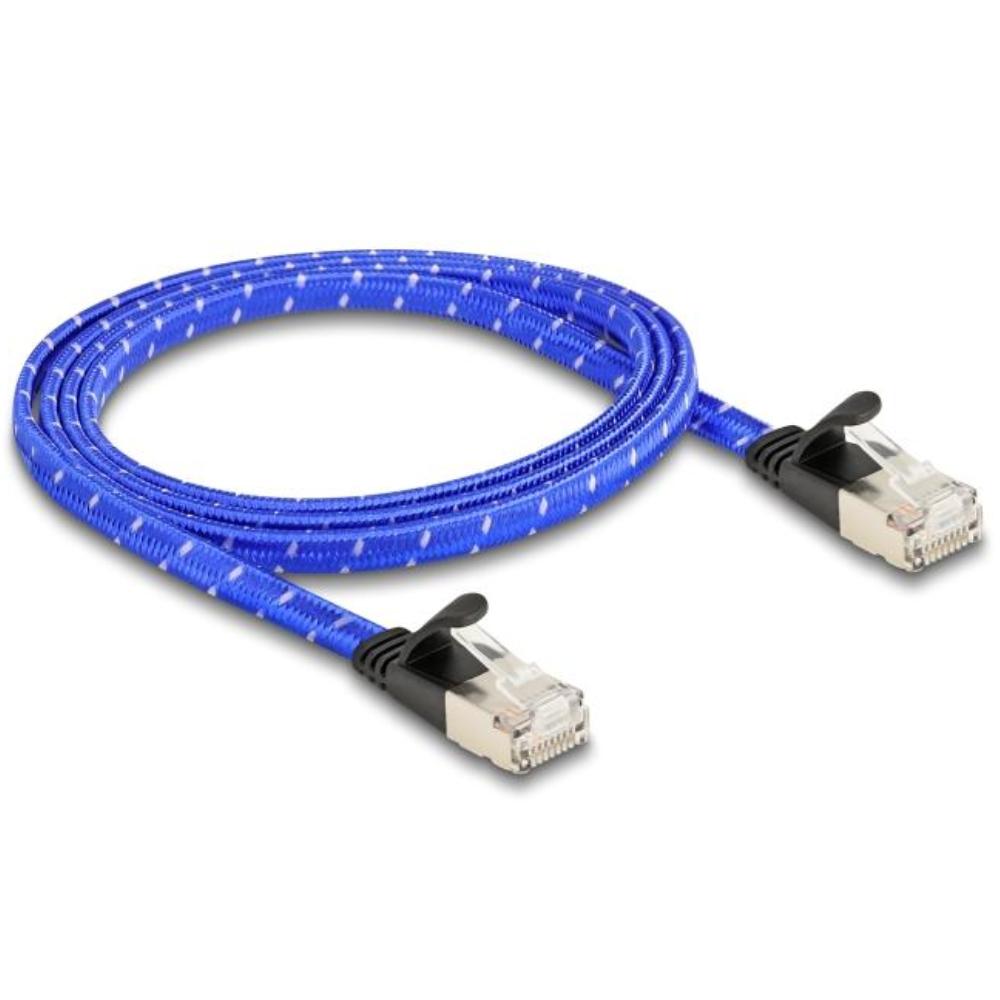 Delock RJ45 fladkabel netværkskabel med flettet kappe Cat.6A U/FTP 1 m bl