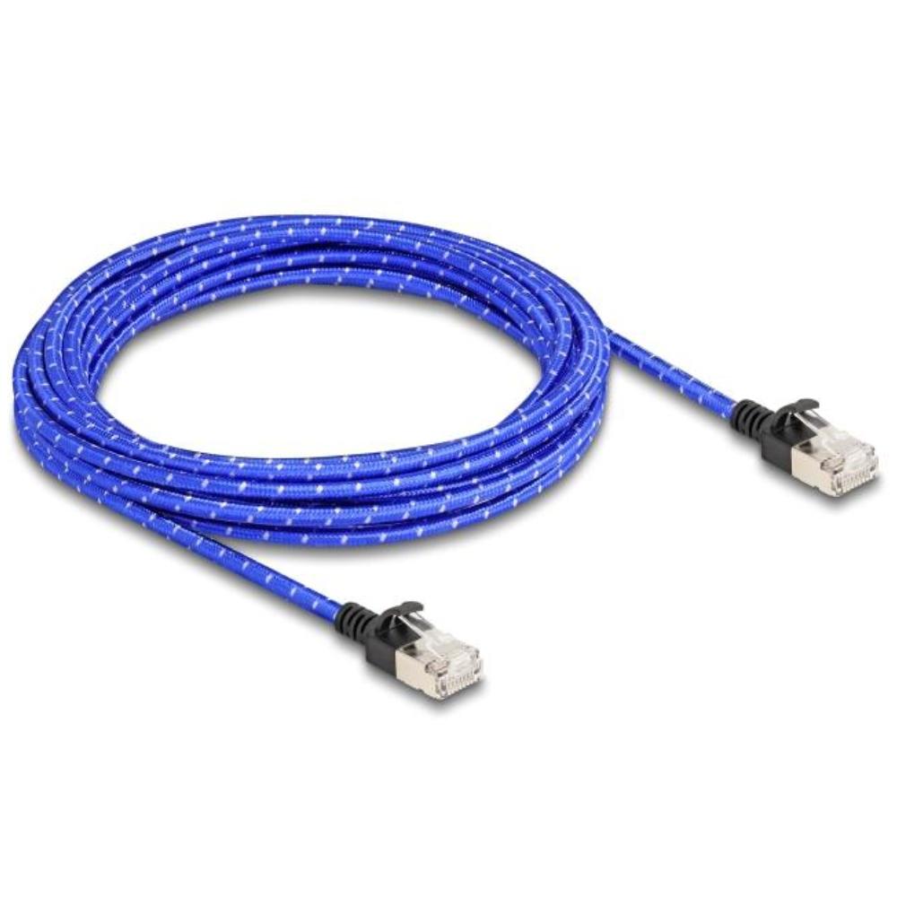Delock RJ45 netværkskabel med flettet kappe Cat.6A U/FTP Slim 5 m blå