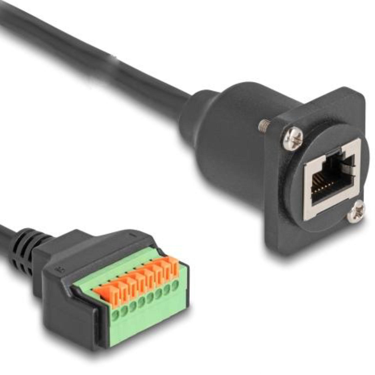 Delock D-Type Kabel RJ45-stik til klemmeblok med trykknap Cat.5e sort