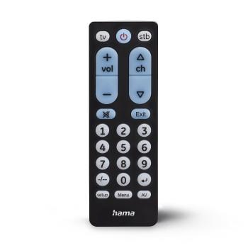 Universal fjernbetjening til TV, infrarød, 2 enheder, store taster, læringsfunktion - Hama