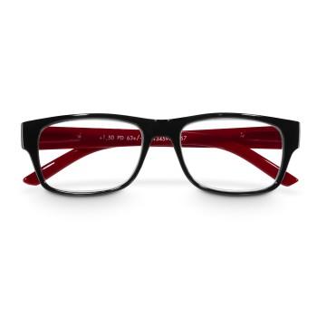 Læsebrille, genbrugsplast, sort/rød, +3,0 dpt - Hama