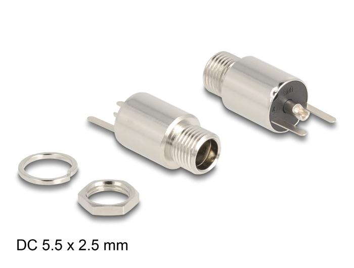 Delock Stikkontakt DC 5,5 x 2,5 mm indbygningskontakt, loddeversion - rund