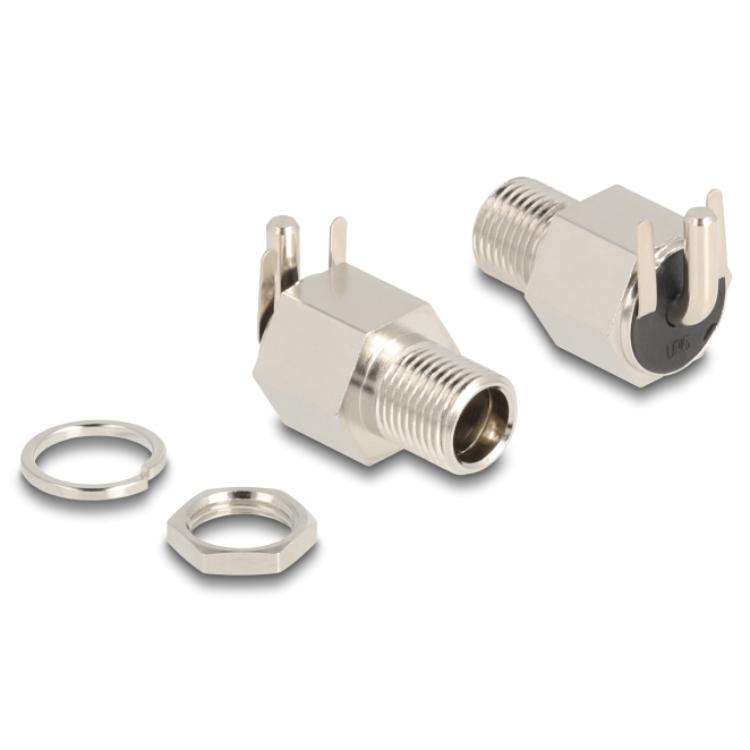 Delock Stikkontakt DC 5,5 x 2,5 mm Hun for indbygning, loddeudgave, retvinklet