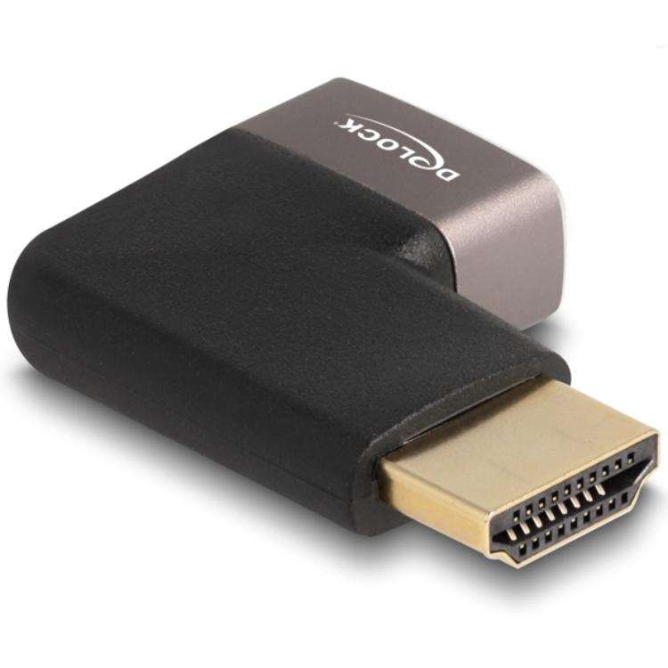 Delock HDMI-adapter Stik til Stik 90 vinklet 8K 60 Hz grå