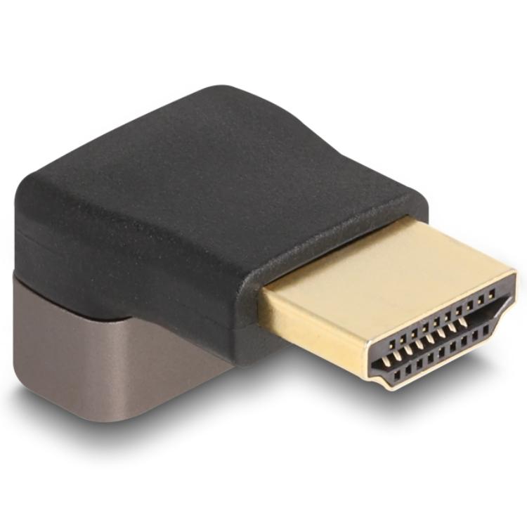 Delock HDMI-adapter Stik til Stik 90 opad vendt 8K 60 Hz grå Me