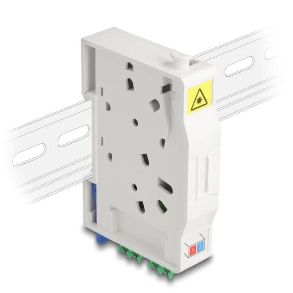 Delock Glasfiber-stikkontaktboks til DIN-skinne med LASH-holder og 2 x LC-Duplex
