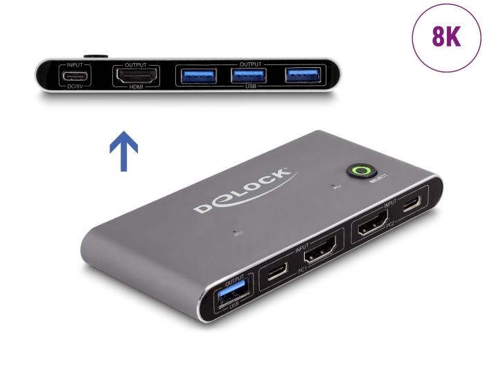 Delock HDMI KVM Switch 8K 60 Hz med USB 5 Gbps