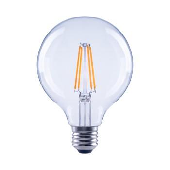 LED-glødetråd, E27, 806lm erstatter 60W, pære G95, klar, varm hvid - Xavax