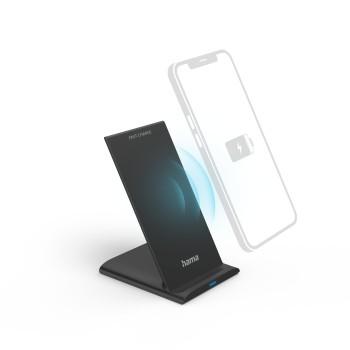 Trådløs oplader QI-FC10S, 10 W, trådløs smartphone-oplader, sort - Hama