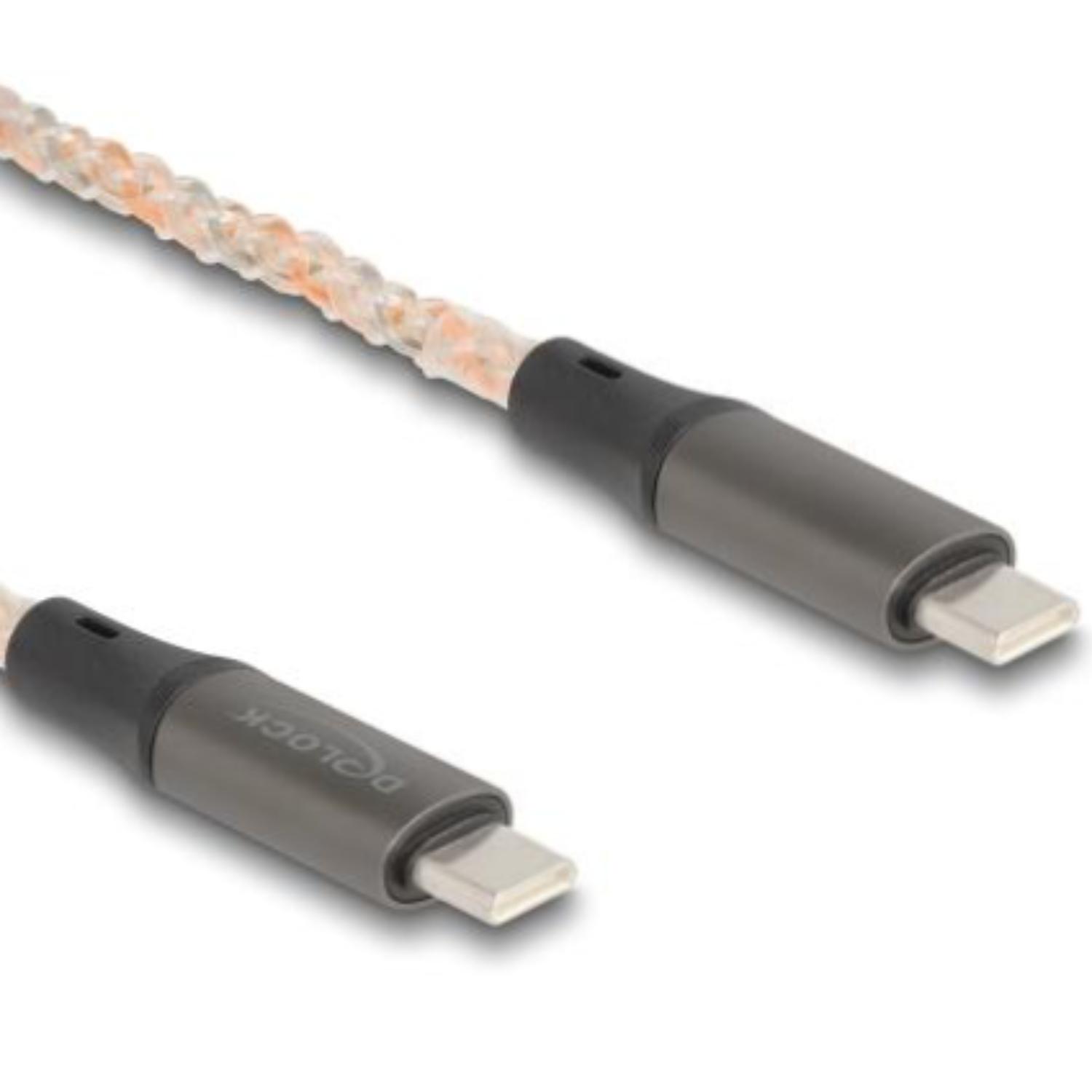 Delock USB 2.0-kabel USB Type-C™ stik til stik PD 3.0 100 W med RGB