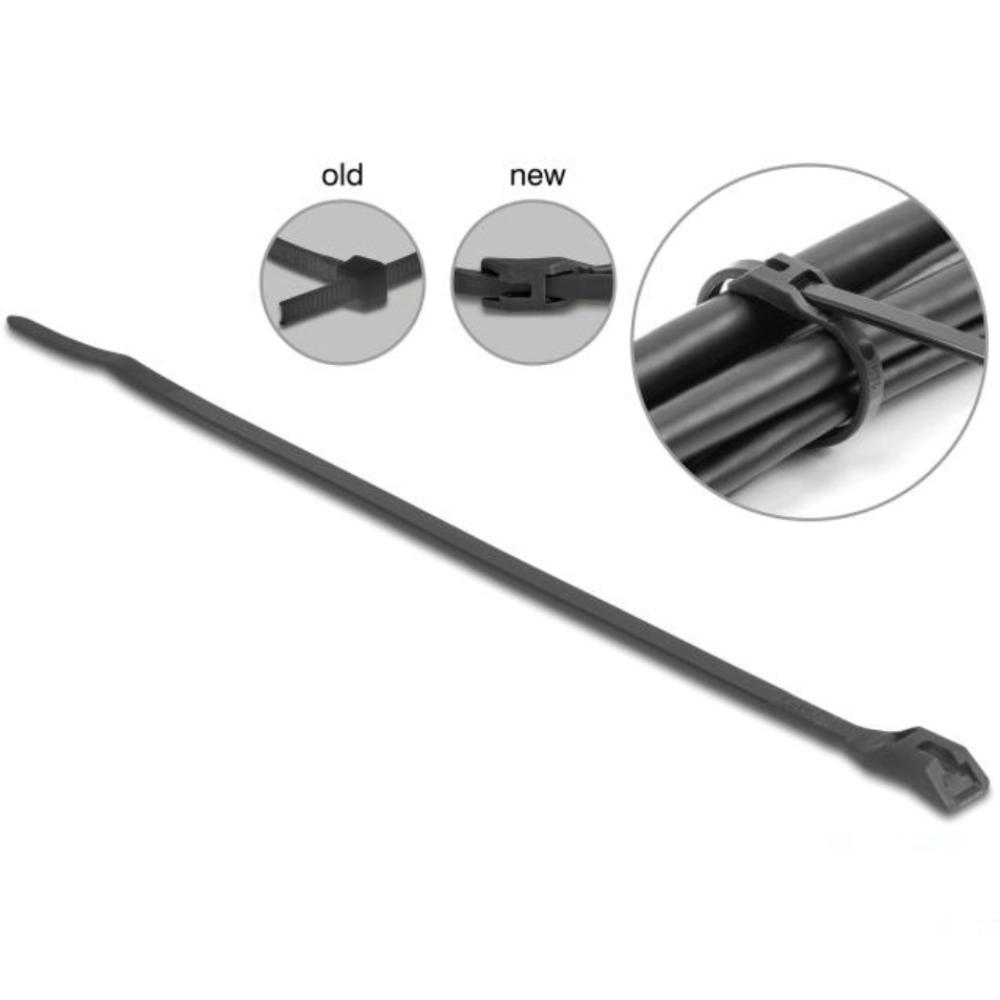 Delock Kabelbinder med flad hoved L 110 x B 2,5 mm 100 stk. sort