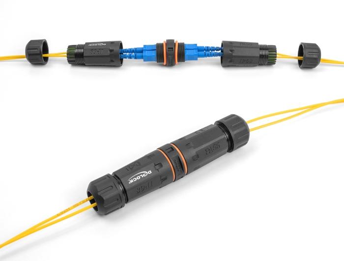 Delock LWL Kabelconnector SC Duplex Hun til SC Duplex Hun APC med M20