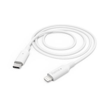 Ladekabel, USB-C - Lightning, 1 m, hvid - Hama