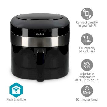 SmartLife varmluftsfrituregryde Wi-Fi 7,2 l Tidsafbryder: 240 min - Nedis