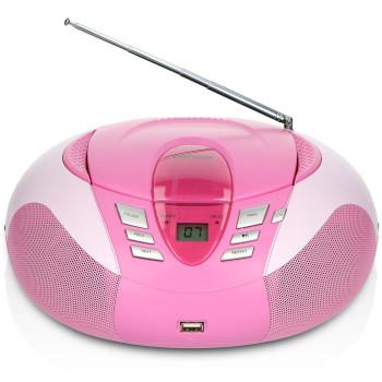 SCD-37 USB Pink Bærbar FM-radio CD- og USB-afspiller Pink - Lenco