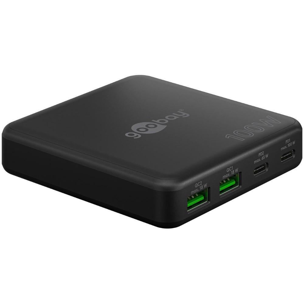 100W Multiport GaN Oplader - 2x USB-C og 2x USB-A