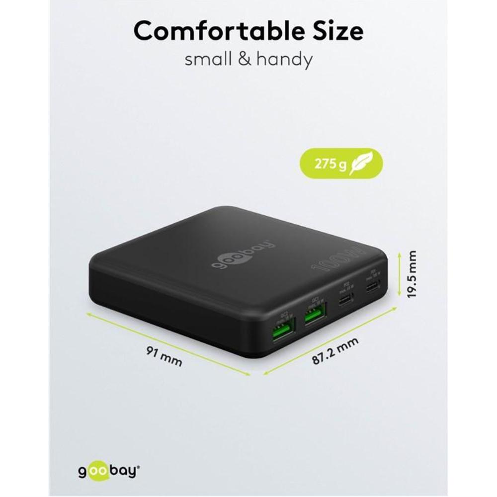 100W Multiport GaN Oplader - 2x USB-C og 2x USB-A