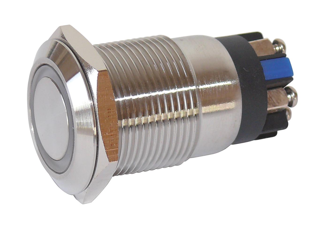 Helmetaltaster med skrueterm 19mm ringbelysning gul BLANKO