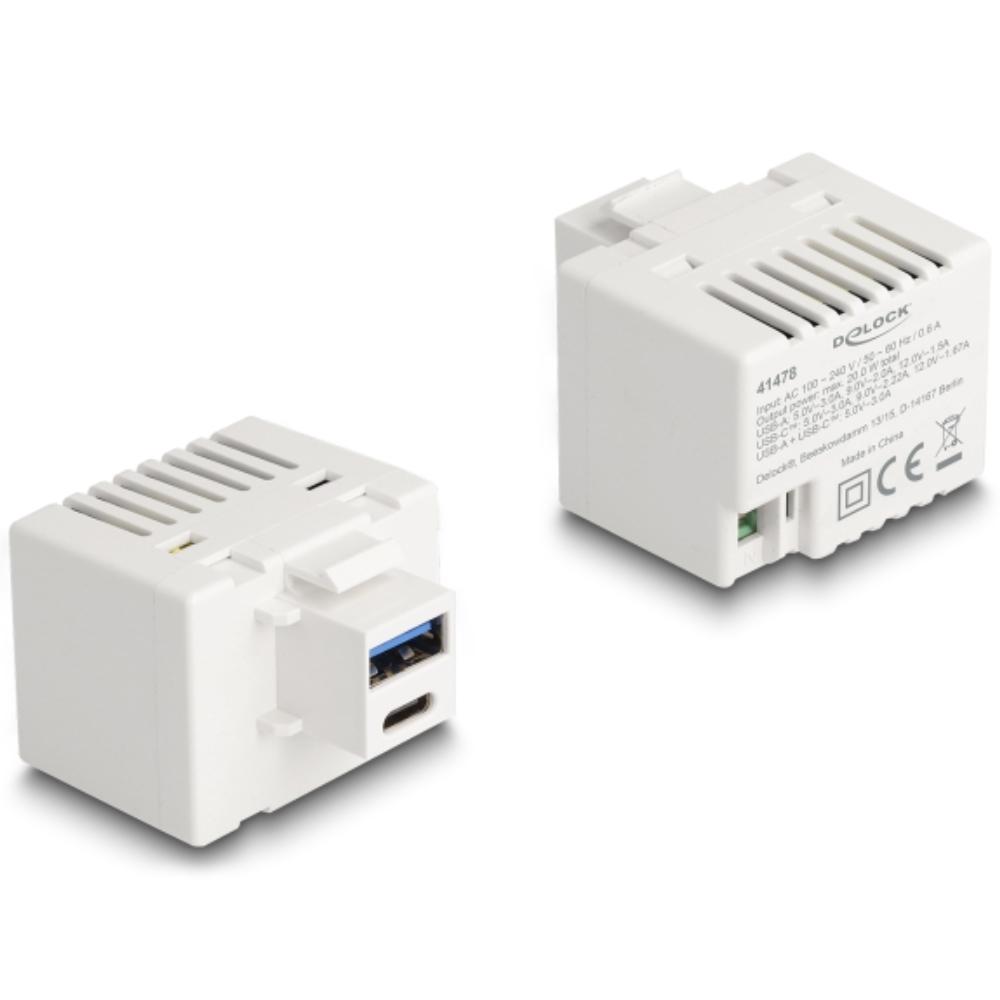 USB A til C til 2-polet klemmeblok keystone - Delock