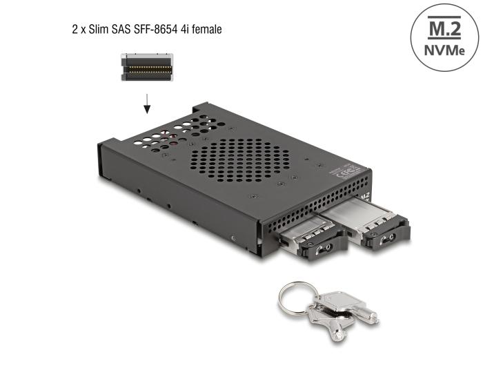 Delock 3.5″ udskiftningsramme til 2 x M.2 NVMe SSD med Slim SAS SFF-8654 An
