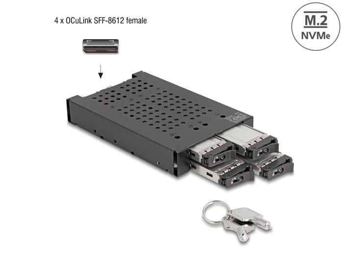 Delock 3.5″ udskiftningsramme til 4 x M.2 NVMe SSD med OcuLink SFF-8612 tilslutning