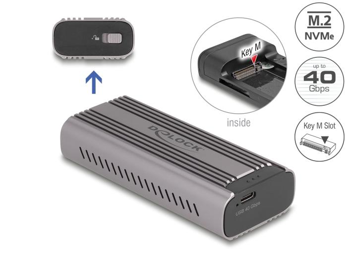 Delock USB Type-C™ 40 Gbps kabinet til 1 x M.2 NVMe PCIe SSD