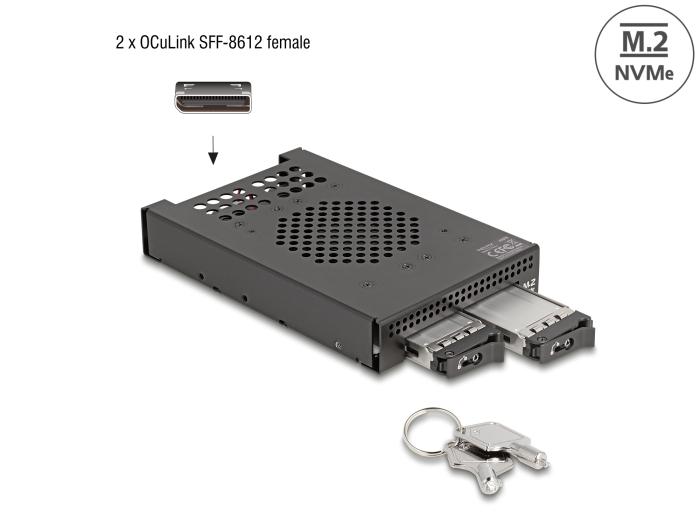 Delock 3.5″ udskiftningsramme til 2 x M.2 NVMe SSD med OcuLink SFF-8612 tilslutning