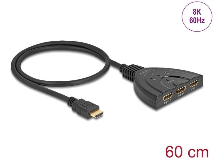 8K HDMI Switch 3 x HDMI indgang til 1 x HDMI udgang