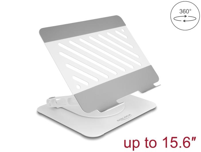 Delock Tablet- og Notebookstander, justerbar, Aluminium – 360 drejelig
