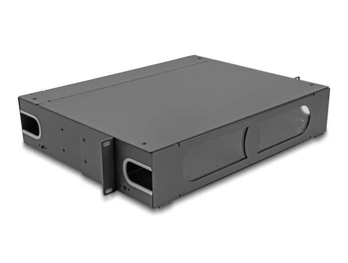 Delock 19″ LWL Patchpanel med inspektionsvindue, uudstyret, 2 HE, mørkegrå