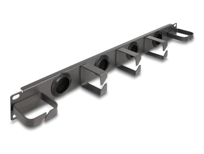 Delock 19″ Kabelstyrings-patchpanel med 4 gummidåser til kabelføring