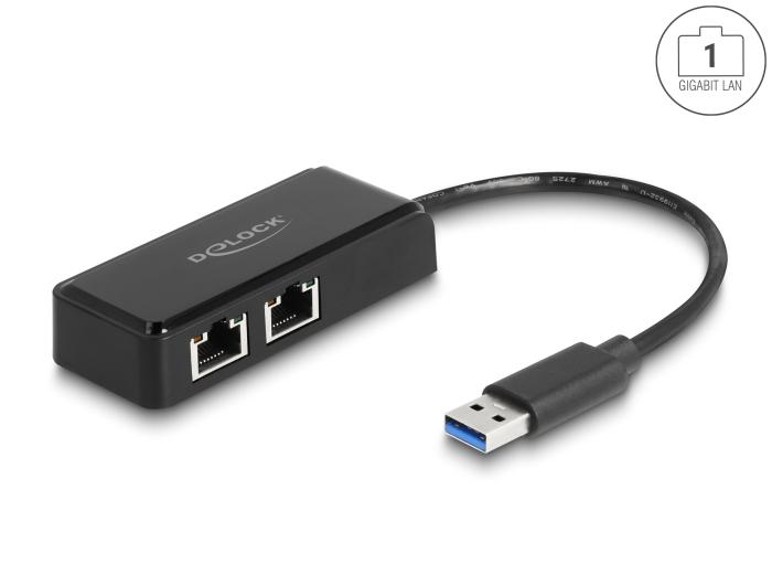 Delock USB type-A adapter til 2 x Gigabit LAN