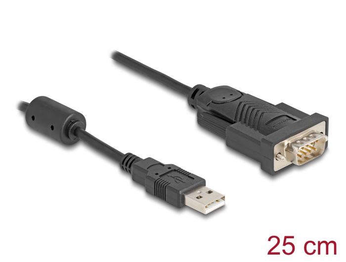 Delock Adapter USB 2.0 Type-A til 1 x Seriell RS-232 D-Sub 9-pins stik med