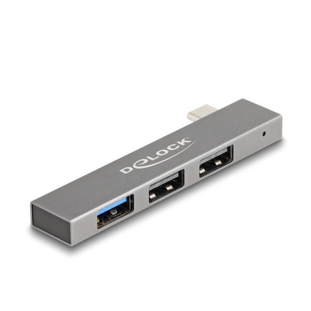 USB A + C hub - 3 poorten Deze robuuste USB-hub van Delock in metalen behuizing sluit u via de USB-C™-poort aan op een computer, notebook of mobiel apparaat. Het breidt de computer uit met 3 USB-poorten. Er kunnen diverse USB-apparaten worden aangesloten, zoals: B. USB-sticks, kaartlezers, externe behuizingen, enz. Klein, stabiel en handzaam De Delock Hub is door zijn kleine afmetingen en stabiele behuizing bijzonder geschikt voor mobiel gebruik. U kunt hem gemakkelijk opbergen in uw tas, samen met een notitieboekje of tablet. Zo is hij altijd klaar voor gebruik wanneer u hem nodig hebt. Let op: De stroomvoorziening van de aangesloten apparaten is afhankelijk van het ingangsvermogen en het aantal aangesloten apparaten. Aansluiting 1: USB C male Aansluiting 2: USB A female Aansluiting 3: USB A female (2.0) Overdrachtssnelheid: Tot 10 Gbps Kleur: Grijs Aansluiting 1: USB C male Aansluiting 2: USB A female Aansluiting 3: USB A female (2.0) Afmetingen (LxBxH): ca. 76 x 15 x 7 mm Behuizing: Robuust metaal Gegevensoverdrachtssnelheid: Tot 10 Gbps Kleur: Grijs Led display: Ja Plug & Play: Ja